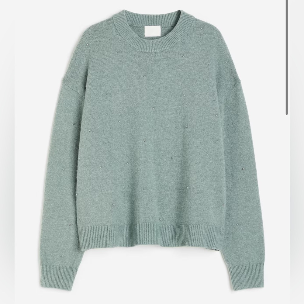 H&M Green Beaded Sweater